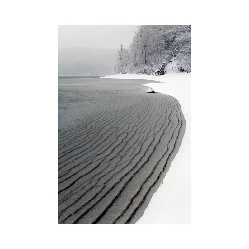 Pleated Ice Along Lake Shore In Winter, Nova Scotia, Canada by Scott Leslie - Wrapped Canvas Print, 30.48 cm H x 45.72 cm W