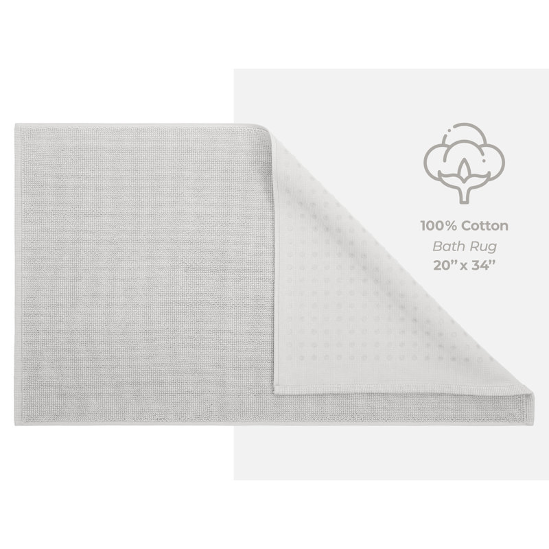 Tapis pour salle de bain 100% coton Chemung, L 20 po x L 34 po, Silver