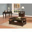 Table basse à 4 tiroirs en noyer avec 1 tablette