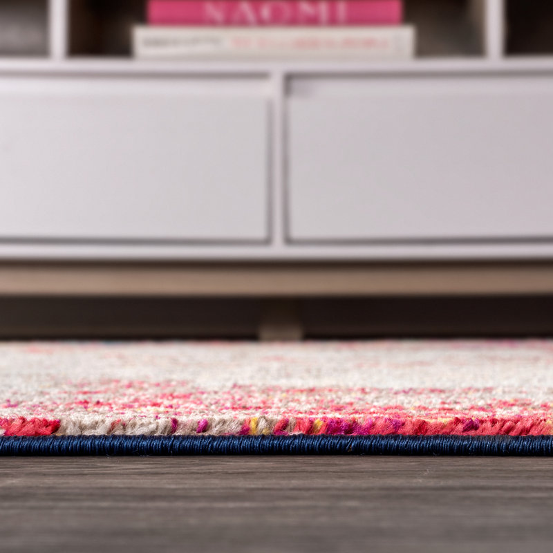 Tapis crème / bleu Lasley Contemporary, Rectangle 4pi x 6 pi