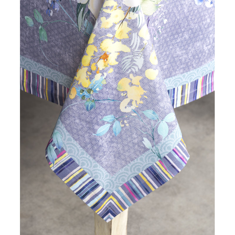 Floral 100% Cotton Tablecloth, 108" L x 60" W