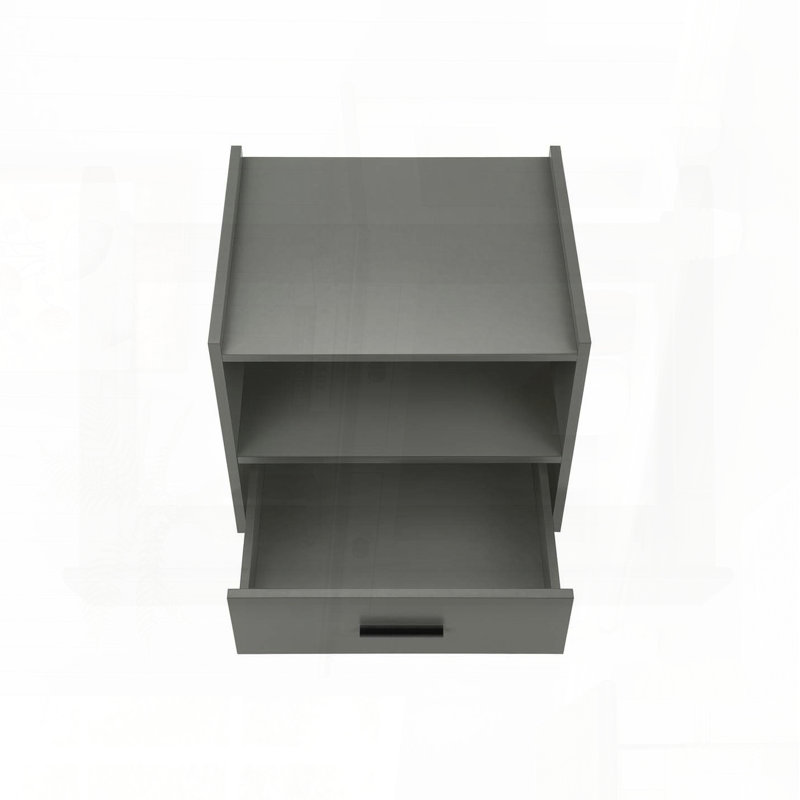 Table d'appoint avec tiroir de rangement et casier ouvert - stratifié gris, H 24 po, Gris