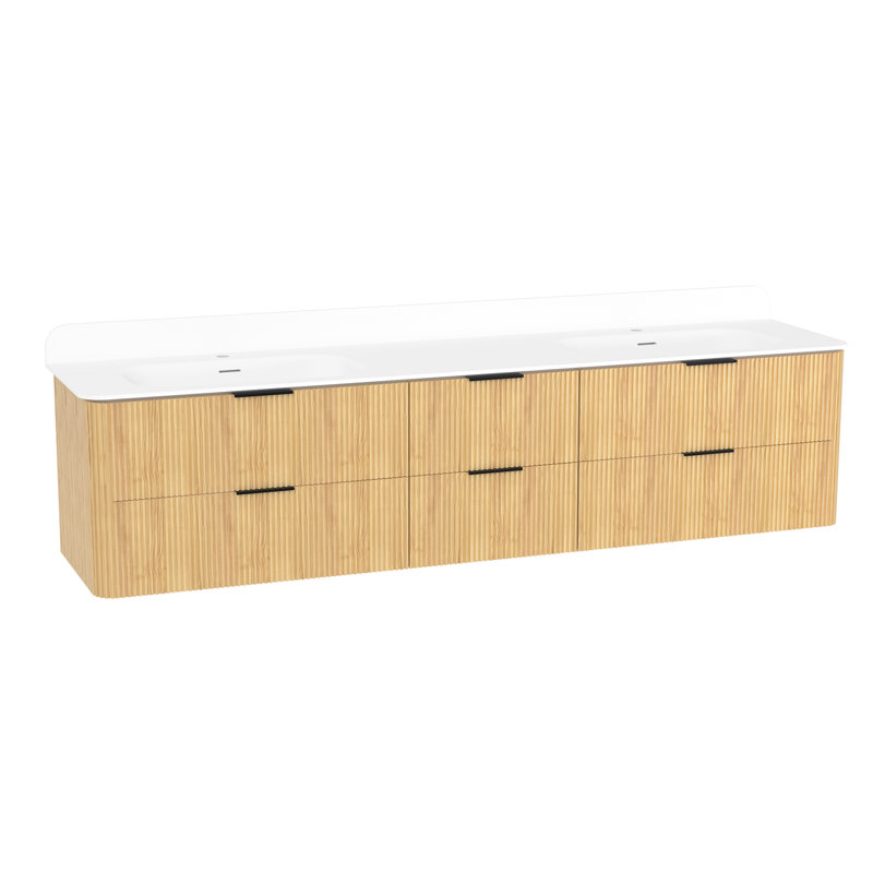 Meuble-lavabo flottant avec lavabo double 84 po Benford, Chêne doré