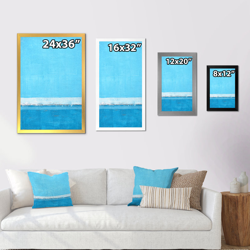 Art moderne gris et bleu II 2FDP47787, Toile encadrée noire, H 20 po x l 12 po x P 1 po