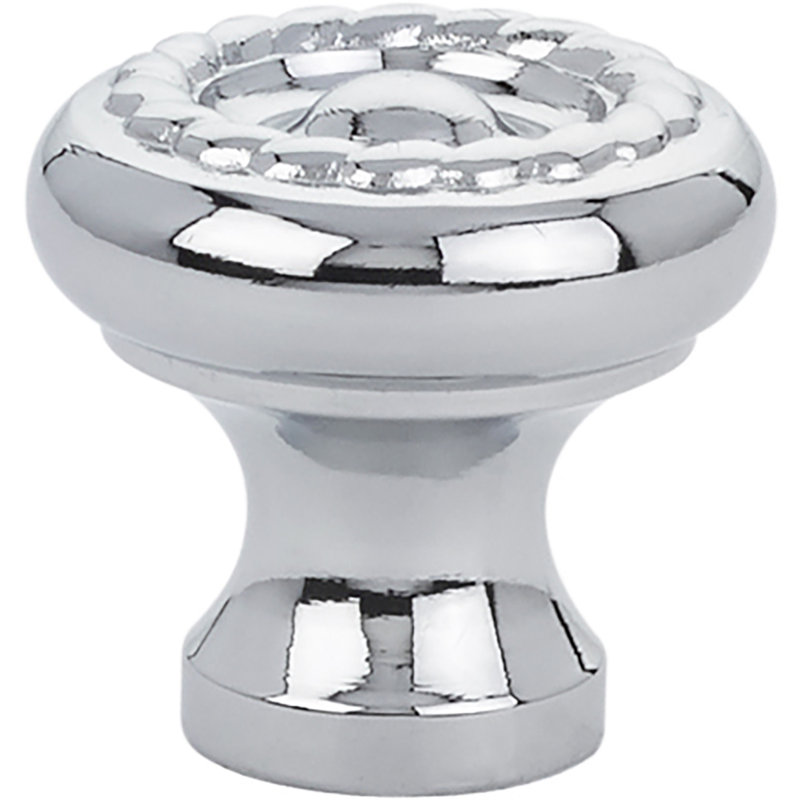 Oversized Rope 1" Diameter Mushroom Knob, Polished Chrome, 1.25" H x 1.25" W x 1.125" D