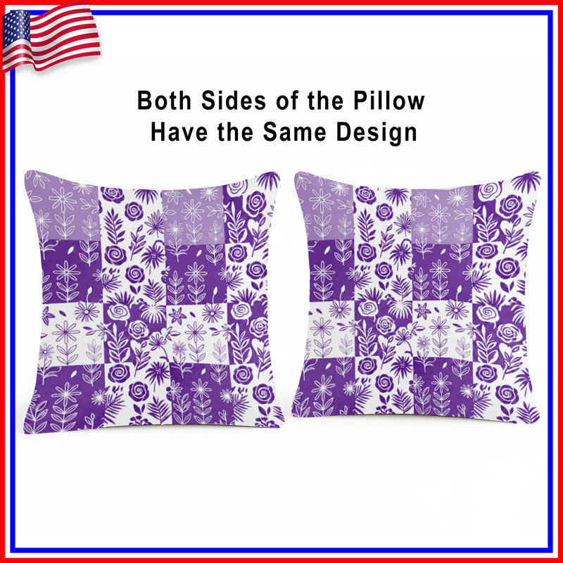 Coussins décoratifs mauves à motif floral, 18 x 18 pouces