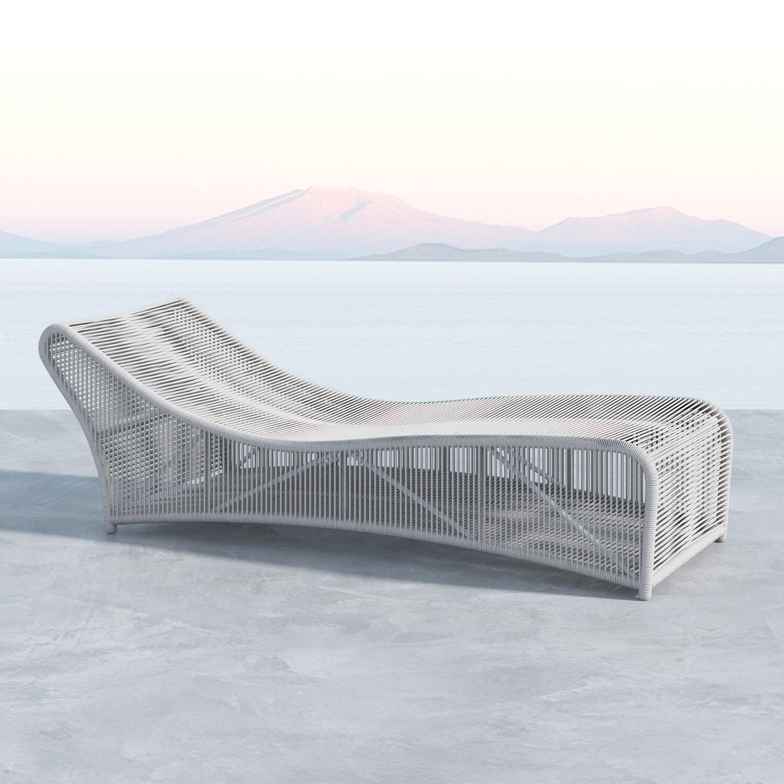 Renfri Outdoor Olefin Rope Chaise Lounge, Gray