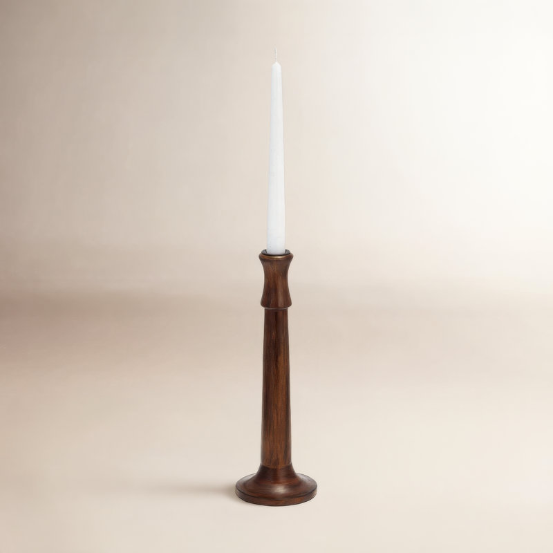 Zeppelin Solid Wood Tabletop Candlestick, 15" H x 4" W x 4" D