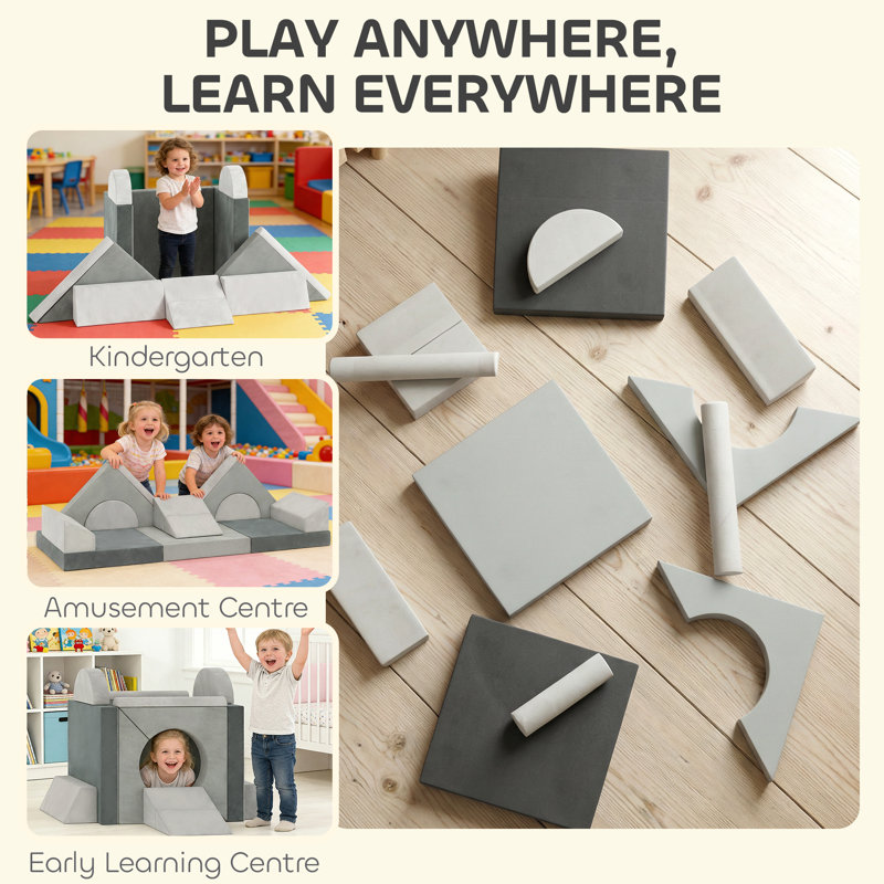 HOMCOM 130cm W Climbing Blocks, Grey