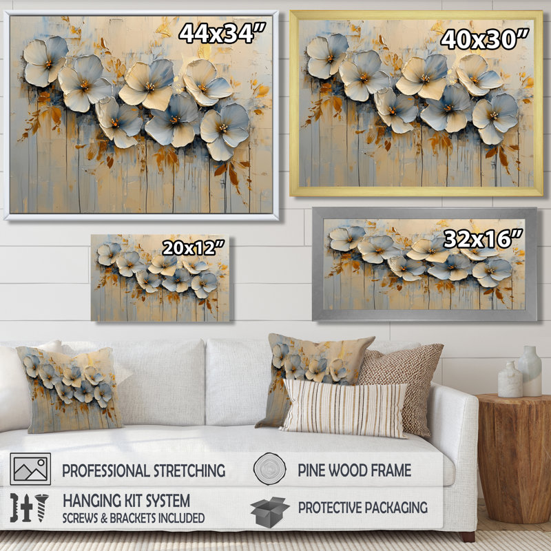 Moung - Floral Wall Art, H 30 po x l 40 po, Impression encadrée flottante, Brun