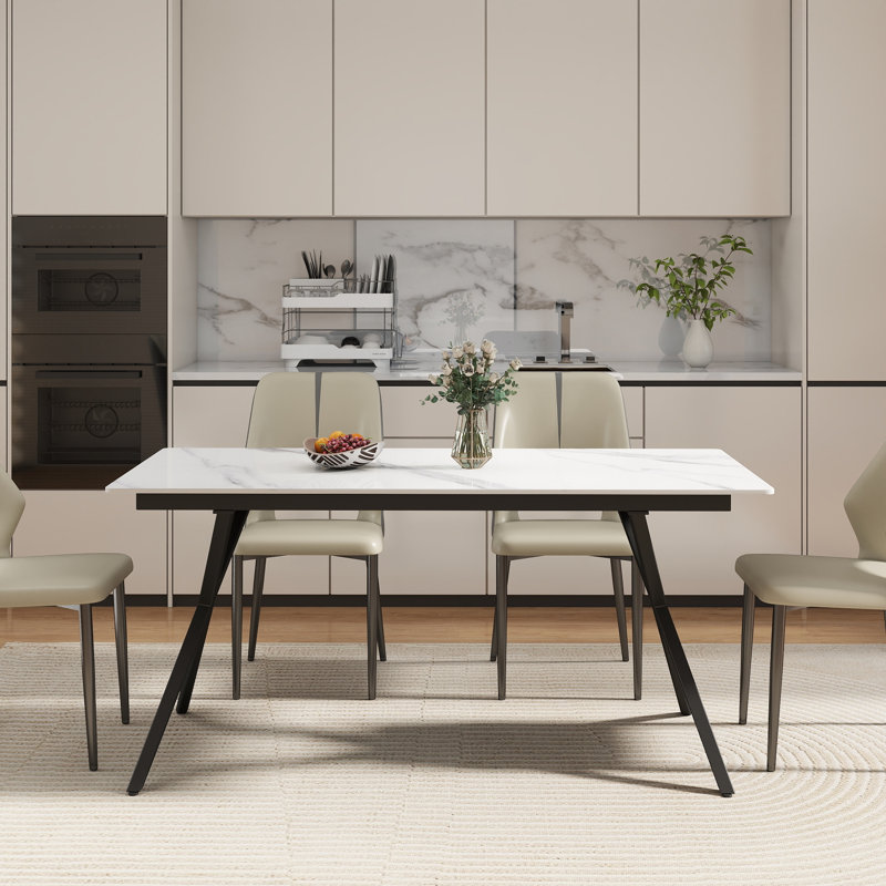 Table de salle à manger Modern, Blanc, H 29,53 po x L 63 po x l 31,5 po