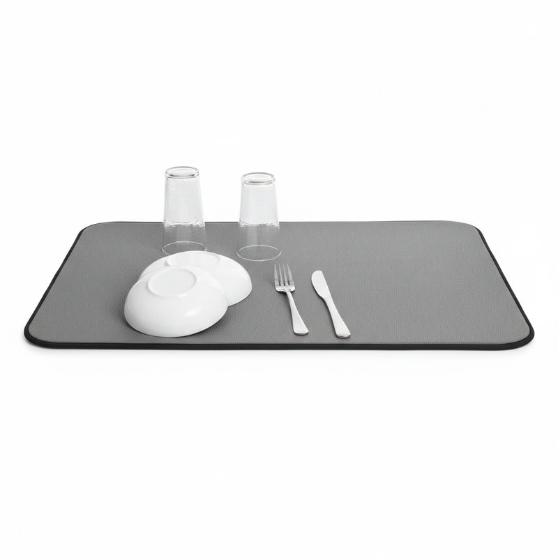 Tapis de vaisselle 12 po x 19 po antidérapant à support en caoutchouc antidérapant pour comptoir de cuisine
