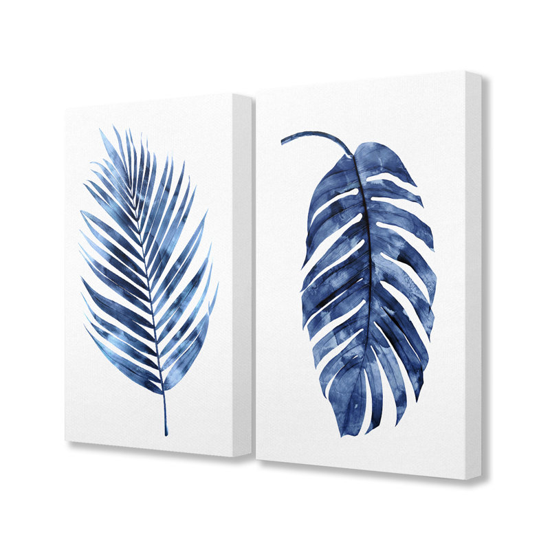 « palm frondes plante duo », ensemble de 2 reproductions de peintures à l’aquarelle, H 20 po x l 16 po x P 1,5 po