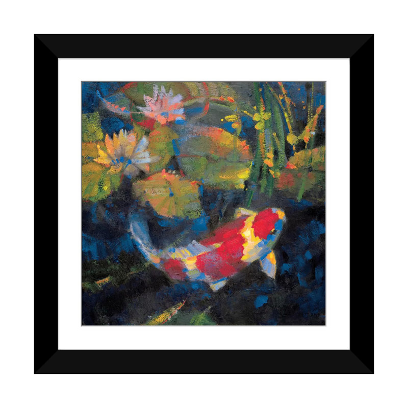 « water jardin i », impression sur toile, H 16 po x l 16 po x P 1 po, Papier beaux-arts encadré noir, Blanc