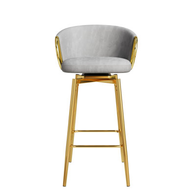 4 chaises, barre de velours moderne avec pivot, confortable pour diverses occasions, gris et or, facile à nettoyer et à assembler rapidement en gris et en or à 360 degrés et stable