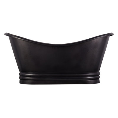 Raye 71" Copper Soaking Pedestal Freestanding Tub with Pre-Drilled Overflow Hole and Rolled Rim