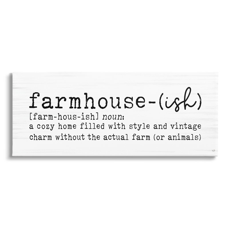 «Farmhouse-Ish Playful Définition» par Lux + Me Designs - impression sur toile tendue, H 10 po x l 24 po x P 1,5 po