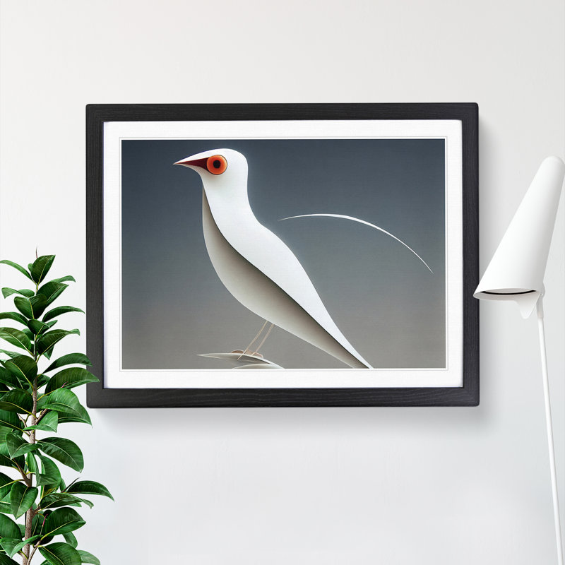 Hopeful Bird Abstract 1 Piece Single Picture Frame Wall Art, 25cm H x 34cm W x 2cm D, Black