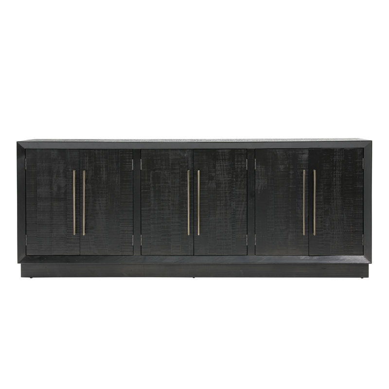 Humphrey's 86" Wide Pine Wood Sideboard, Black, Black