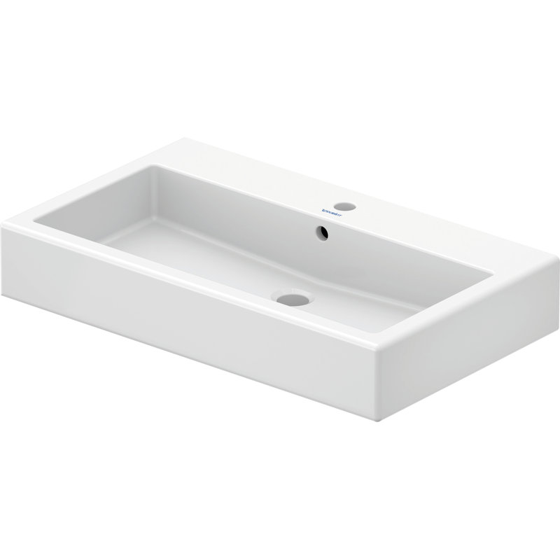 Duravit Vero Ceramic Rectangular Vessel Bathroom Sink with Overflow, Yes, Single
