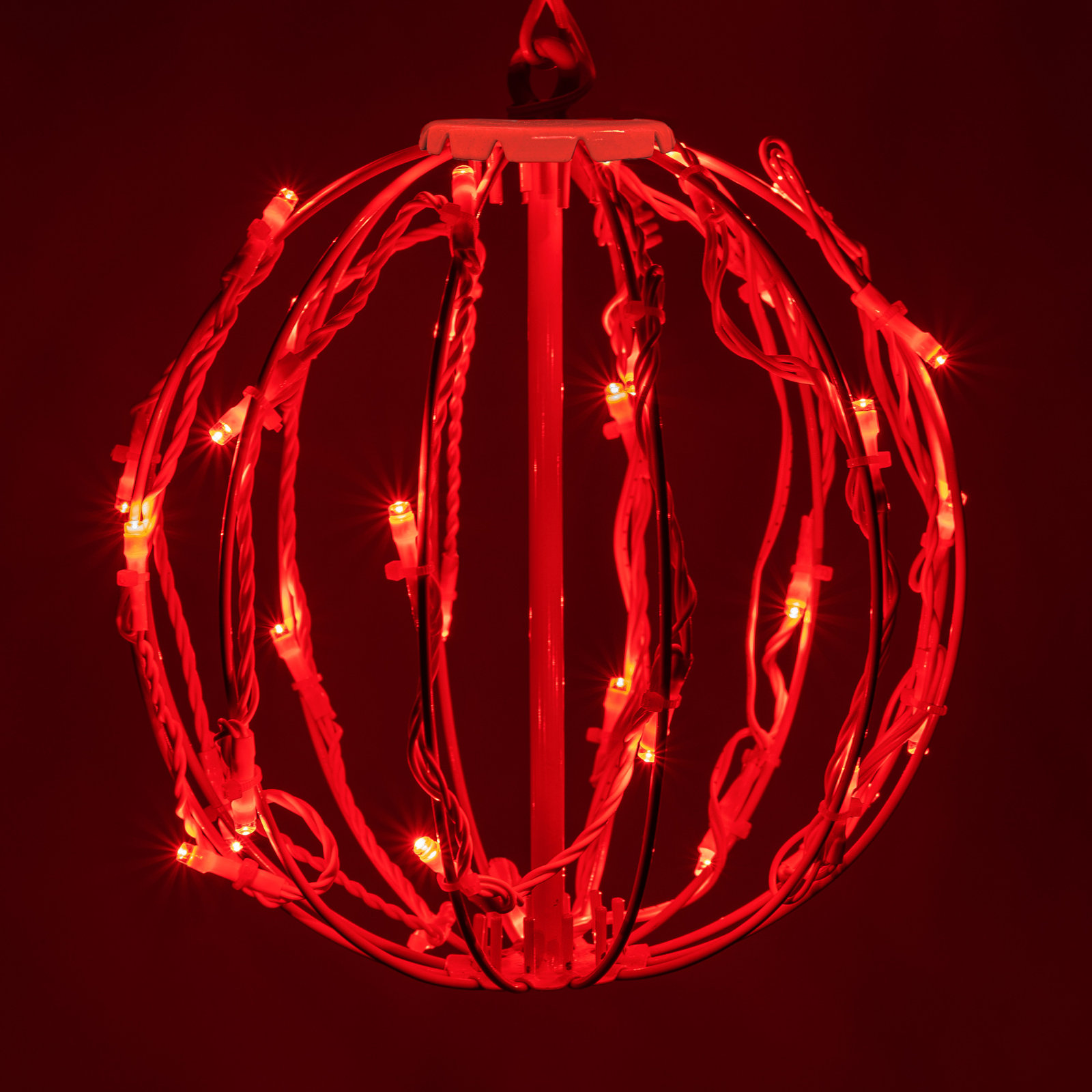 Fold-Flat LED Metal Sphere Light, Red, 8" H x 8" W x 8" D