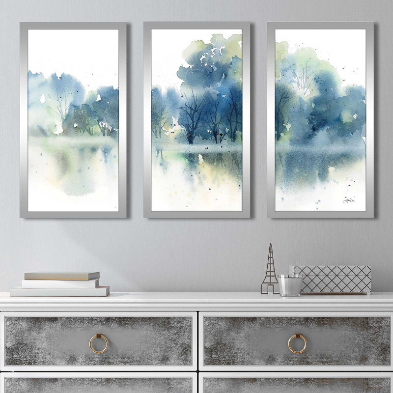 "Blue Pond Reflections" par Katrina Pete, impression sur acrylique 3 pièces, H 25,5 po x l 40,5 po x P 1 po