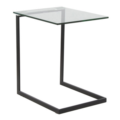 Elsner Tempered Glass C-Shaped Metal End Table