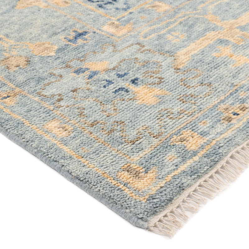 Lagos Hand Knotted Floral Area Rug in Gray, Rectangle 8' x 10'