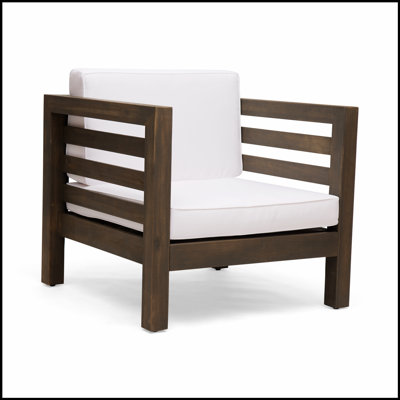 Fauteuil club Oana: bois d'acacia durable, coussins amovibles, design moderne et élégant pour la vie en plein air et le confort