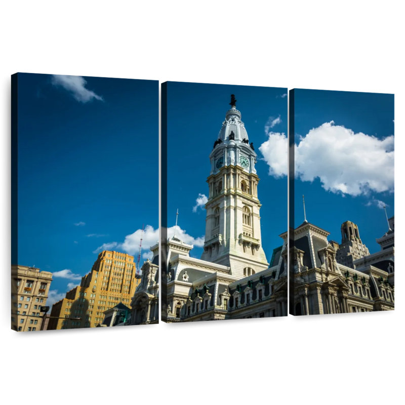 Hôtel de ville ensoleillé de Philadelphie, H 36 po x l 57 po