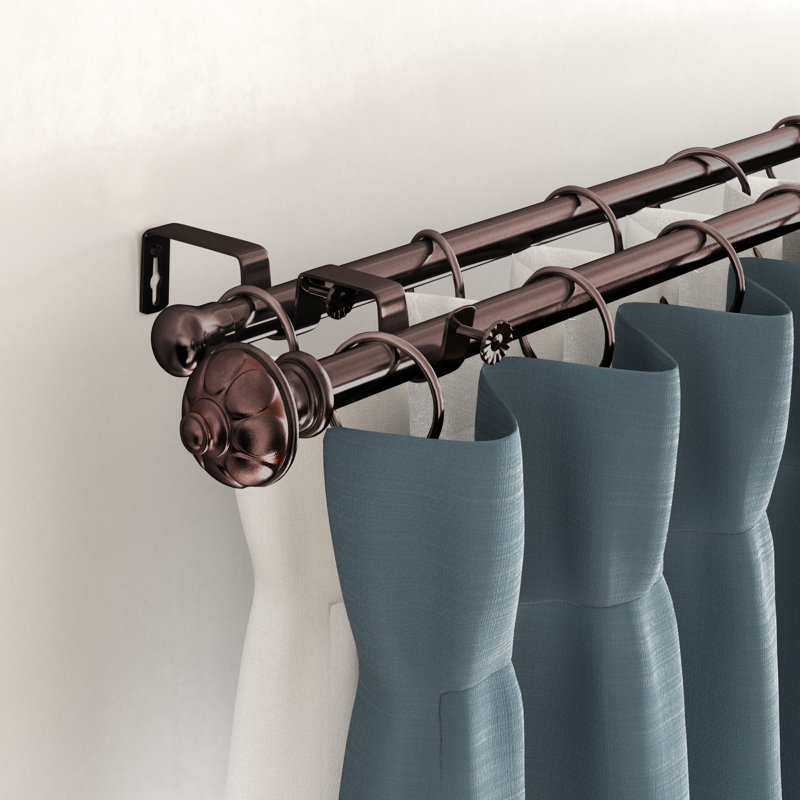Kravitz Adjustable 0.81'' Double Curtain Rod, Cocoa, 48" - 84"