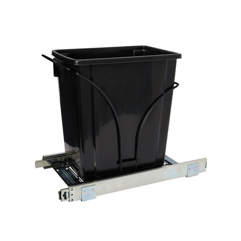 Steel Open Pull Out Trash Can, White, 5 (Gallons)