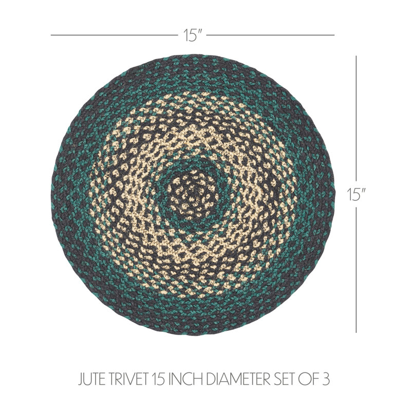 Dessous-plats en jute Pine Grove, lot de 3, 15 pouces