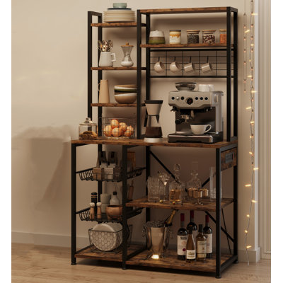Bakers Rack With Power Outlet,7-tier Kitchen Bakers Rack With Large Storage