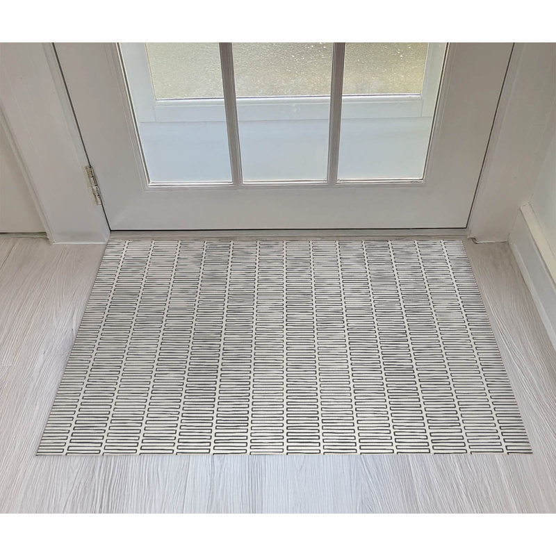 Block Maze Slate Blue Indoor Doormat, Ivoire, L 48 po x L 72 po