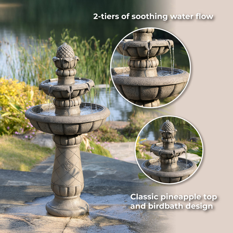 Weather Resistant Floor Fountain, Grey
