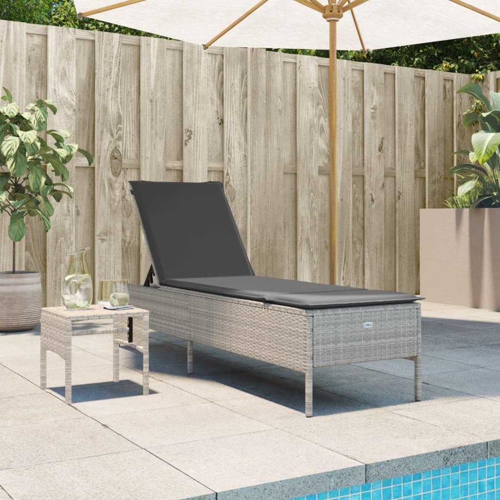 Vidaxl Sonnenliege Mit Tisch Und Auflage Braun Poly Rattan