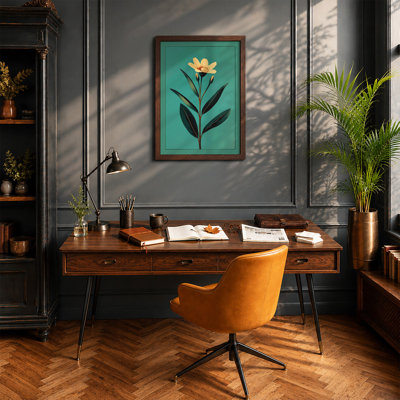 Golden Bloom Botanical - Framed Print