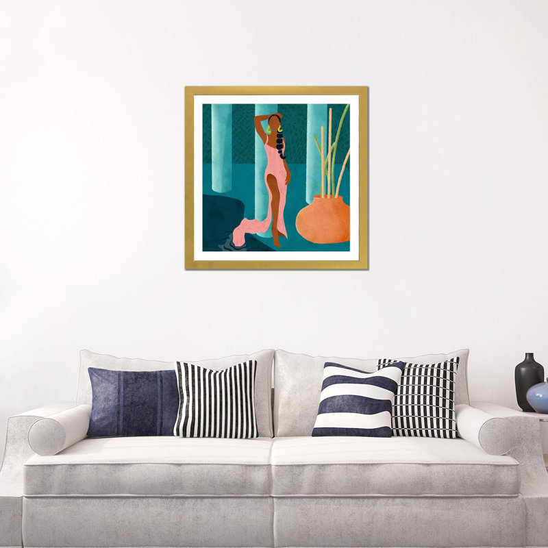 « Mel » par Reyna Noriega-impression, H 24 po x l 24 po x p 1 po, Blanc, Papier encadré doré