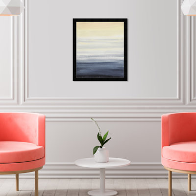«Blue and Yellow Abstract Strokes Farmhouse», peinture d'art encadrée pour salle de bain