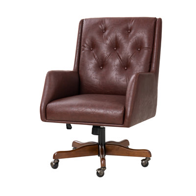 Kairos Transitional Swivel Desk Chair with Adjustable Height and Button-Tufted Backrest
