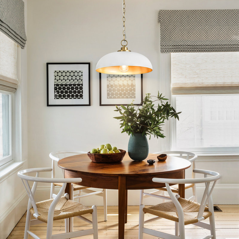 1-Light Minimalist Dome Pendant Light, White