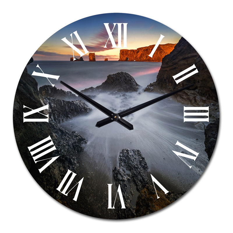 Horloge murale panoramique et arche rocheuse sur Desert Island II - nautique et côtière, Moyen