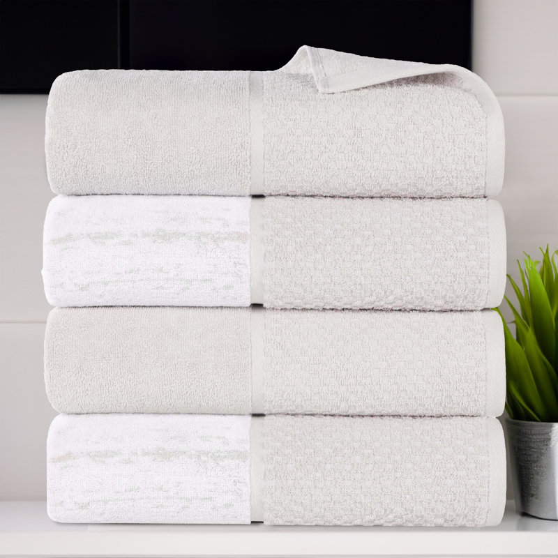 Serviette de bain en coton jacquard Lodie, Pierre / blanc