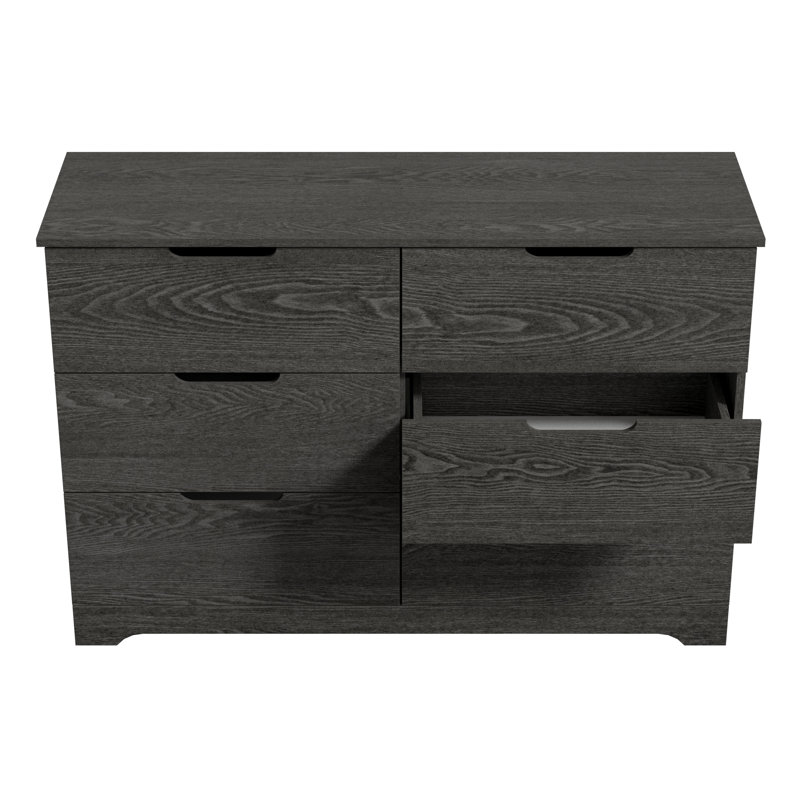 Commode 6 tiroirs Aroob, Chêne gris foncé