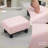 Ottoman Foot Rest, Small Cube Foot Stool with Linen Fabric for Living Room, Pink | Wood Frame | Lightweight-668471315
