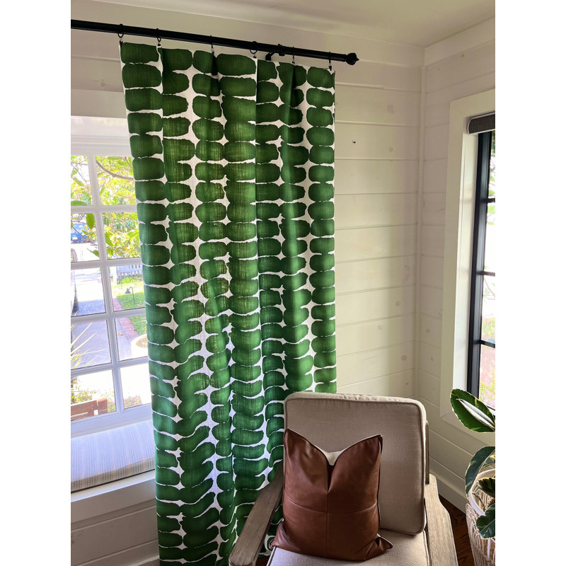 Rideau à pois vert foncé Shibori, L 25 po x L 108 po