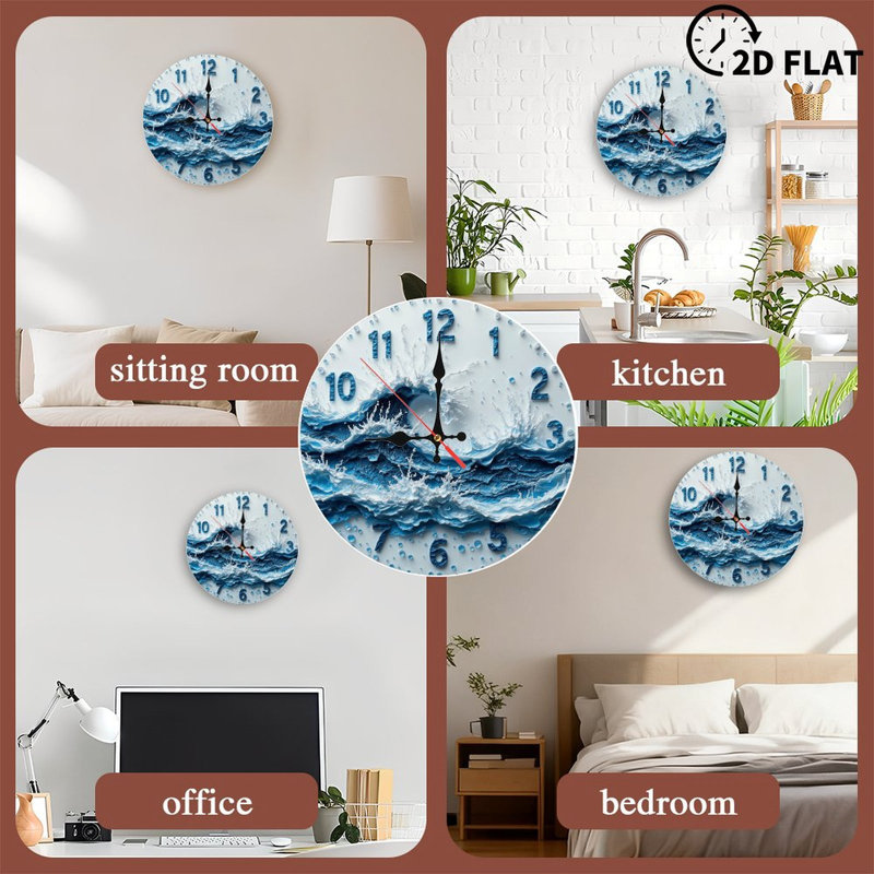 Horloge murale artistique Blue Wave