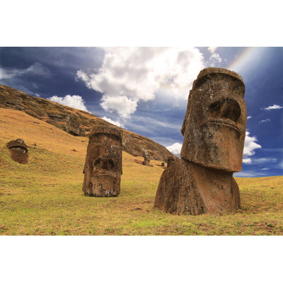 Morning Raraku Moai 1 Piece Wrapped Canvas Wall Art