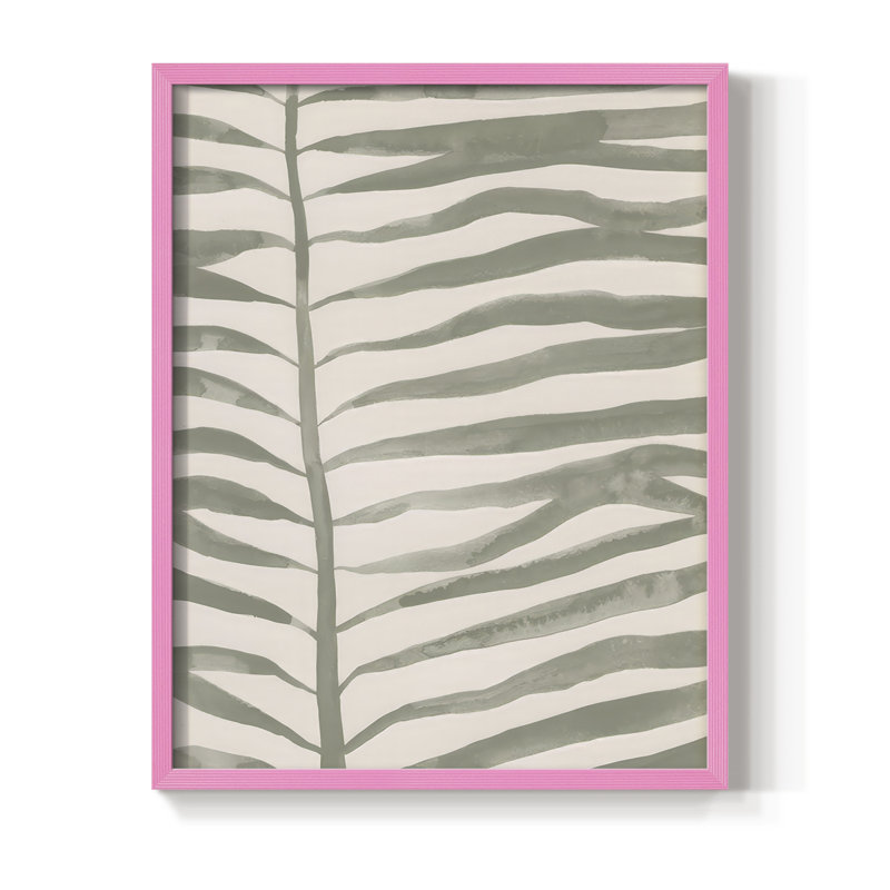Frond Fingers I, reproduction encadrée - bois massif, Rose, H 11 po x l 9 po